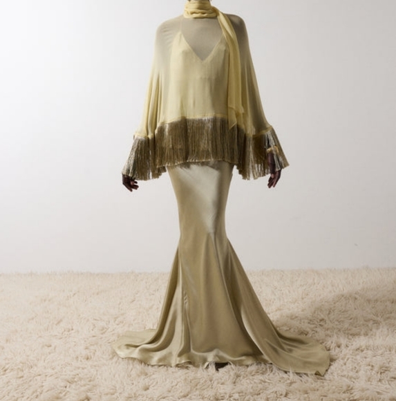 DE LA VALI SUELO SKIRT IN SAND SILK SATIN - Picture 5 of 13